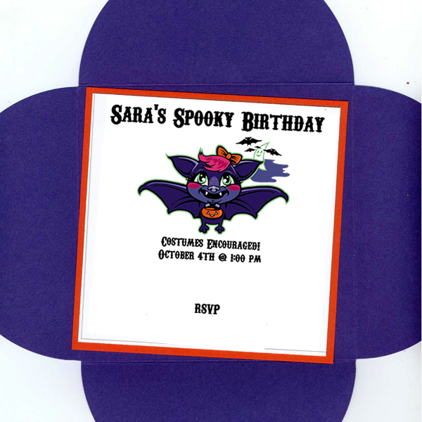 Batty Girl Halloween Birthday Invite
